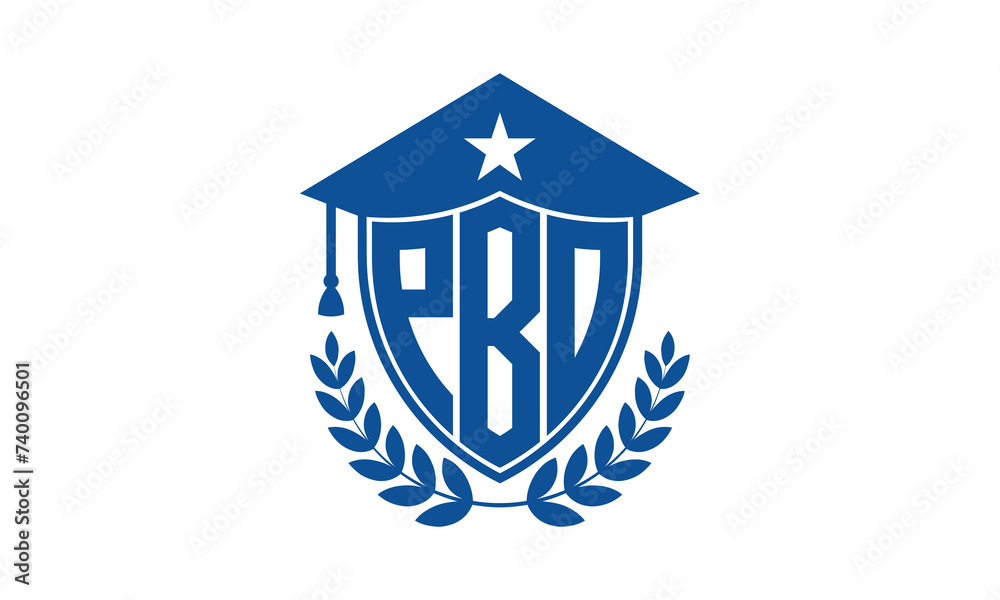 PBO three letter iconic academic logo design vector template. monogram, abstract, school, college, university, graduation cap symbol logo, shield, model, institute, educational, coaching canter, tech PBO three letter iconic academic logo design vector template. monogram, abstract, school, college, university, graduation cap symbol logo, shield, model, institute, educational, coaching canter, tech