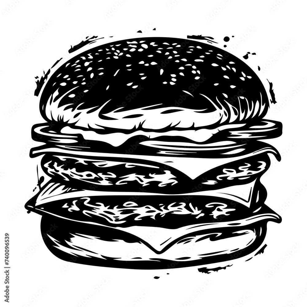 cheeseburger silhouette illustration on isolated background