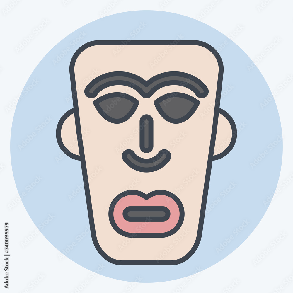 Fototapeta premium Icon African Mask. related to Kenya symbol. color mate style. simple design editable. simple illustration