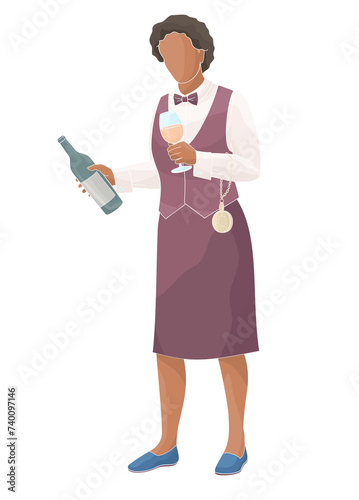 female sommelier with bottle of wine