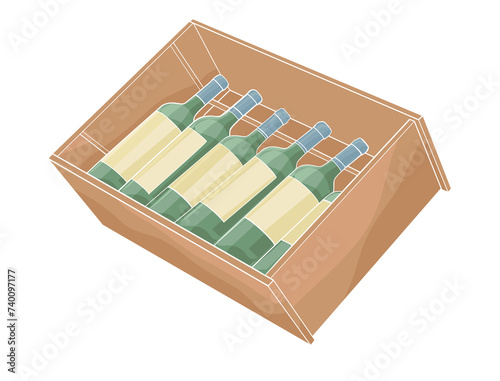 wooden box with wine bottles