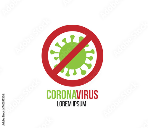 Stop Coronavirus Sign Template Copy Space. Medial and health care concept vector