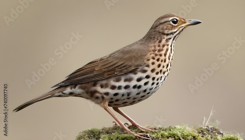 Song Thrush (Turdus philomelos) isolated on a white background