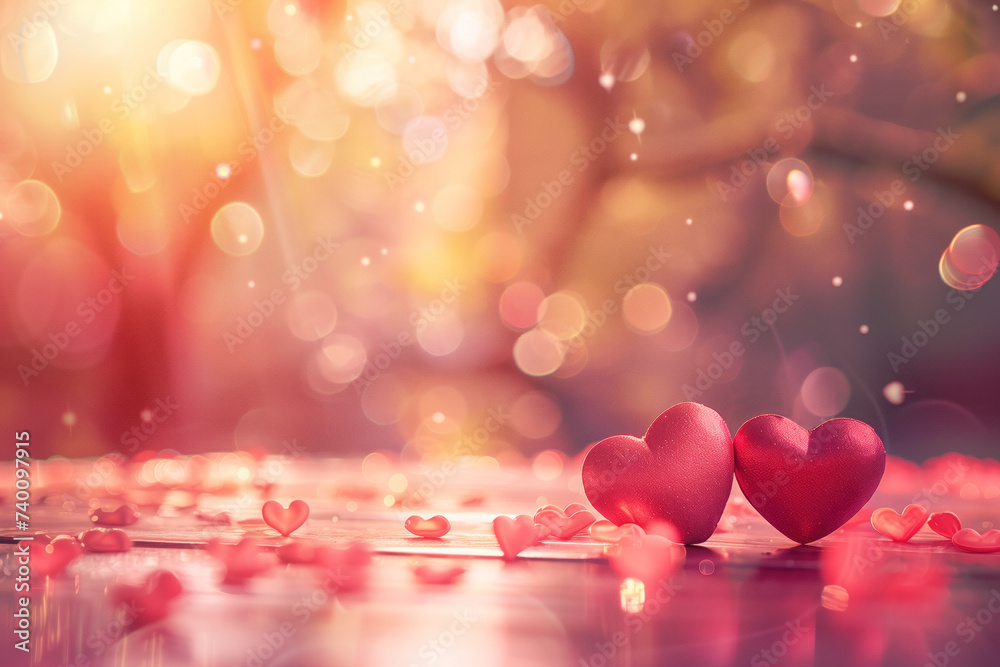 Background with hearts and bokeh. Love is everywhere. A slide background for showcasing love. Background image. Created with Generative AI technology Background with hearts and bokeh. Love is everywhere. A slide background for showcasing love. Background image. Created with Generative AI technology