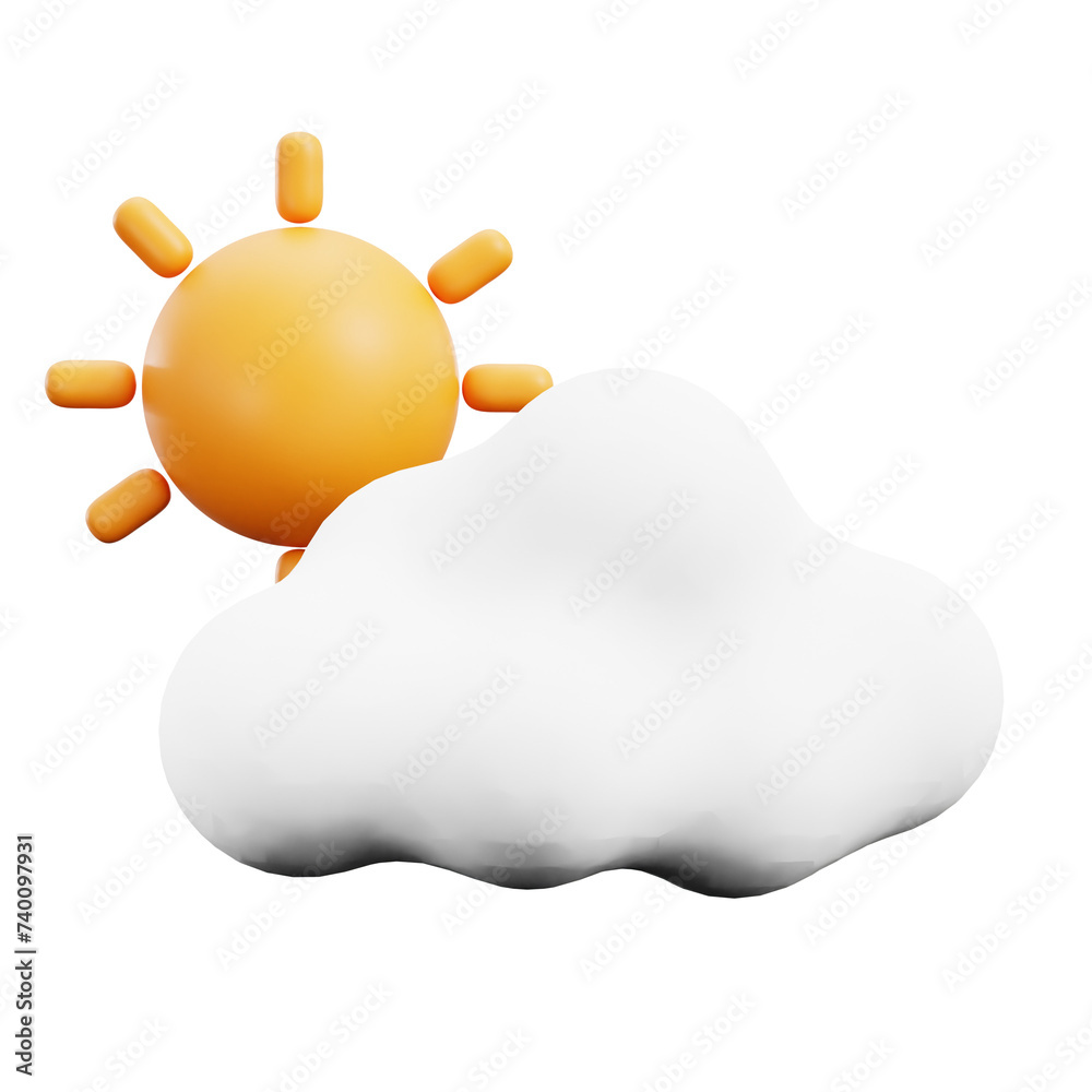 Sun and Cloud 3d Illustration Sun and Cloud 3d Illustration