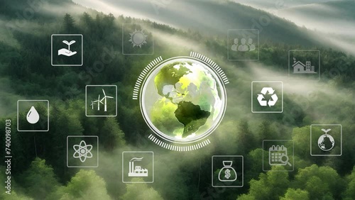 Circular economy concept for future business growth and environmental sustainability and reduce pollution for future business and environmental growth.4k corporate video 