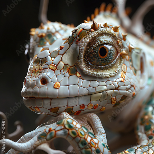 Głowa jaszczurki z porcelany i mozaiki