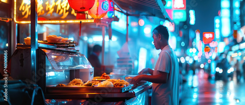 Street Food Vendor in Futuristic city