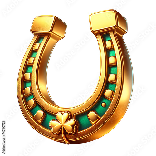 3d illustration of  gold horseshoe for st. patrick's day