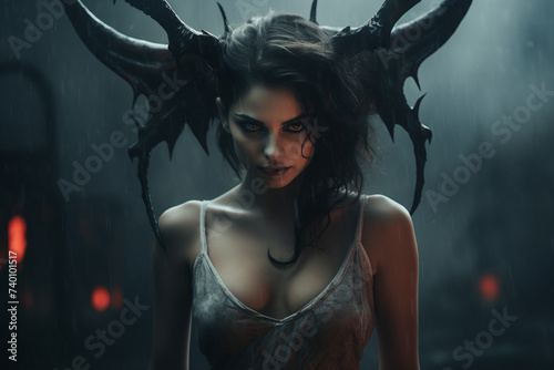 Generative AI image of fantasy creepy personage female humanoid monster