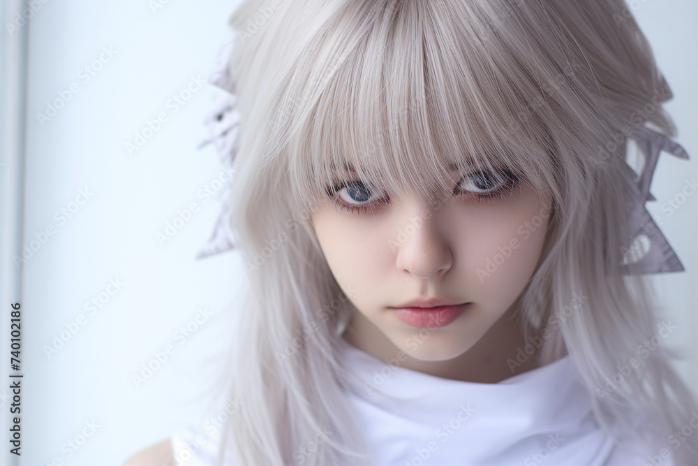 Digital generative ai collage of beautiful chinese girl cosplay anime personage for otaku festival Digital generative ai collage of beautiful chinese girl cosplay anime personage for otaku festival