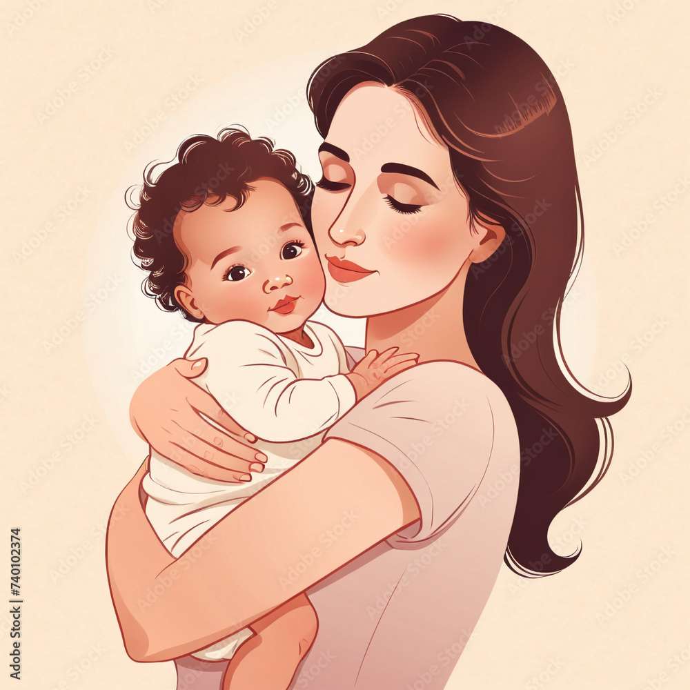 A woman's mother holds a small infant in her arms. poster. motherhood
