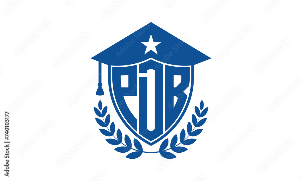 PDB three letter iconic academic logo design vector template. monogram, abstract, school, college, university, graduation cap symbol logo, shield, model, institute, educational, coaching canter, tech