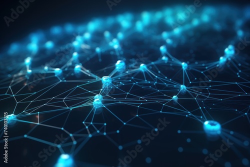 Cyber big data flow. Blockchain Cyan data fields. Network line connect stream