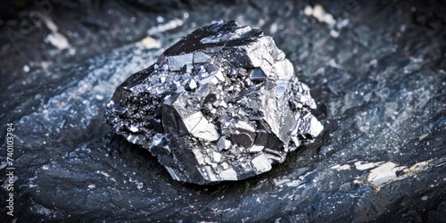 Pure nuggets lead or silver ore from mine, close-u