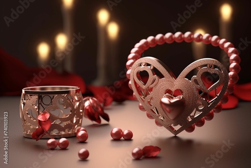 Elegant and Cly Valentines Day Jewelry Gift. Generative ai photo
