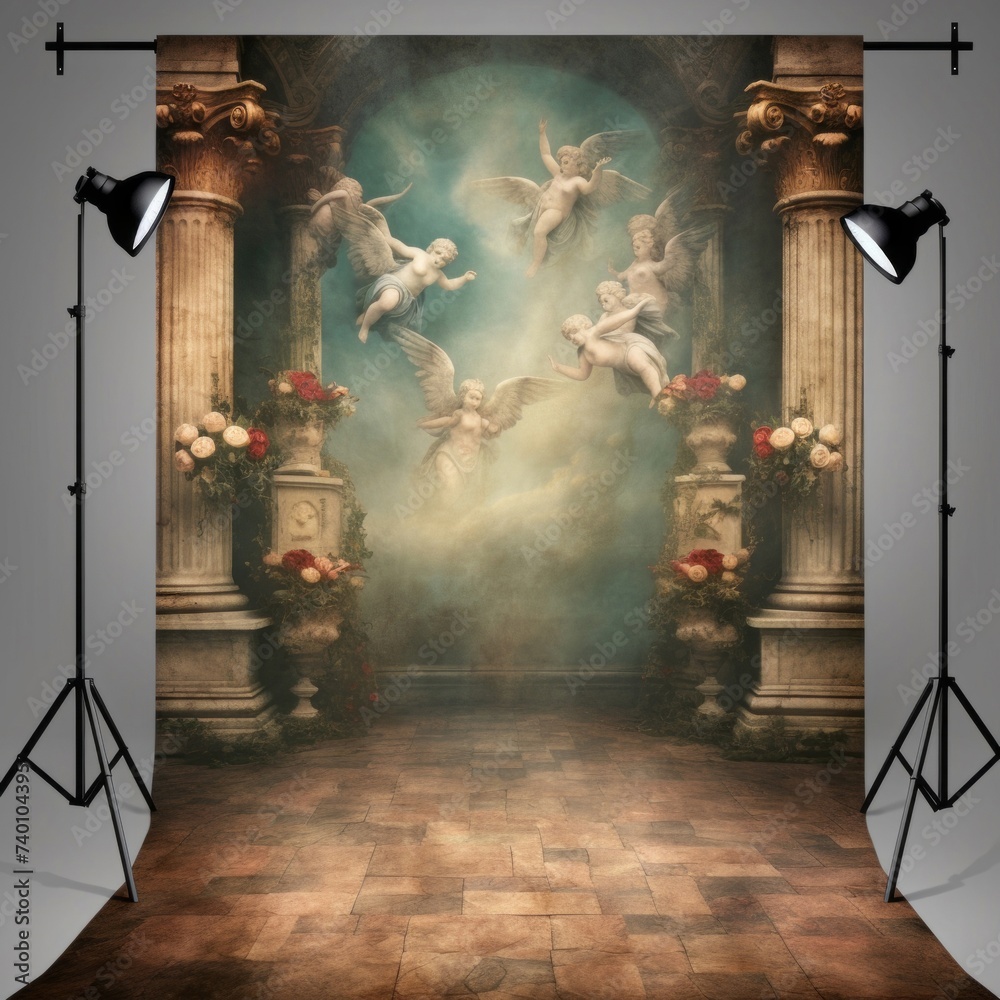 Naklejka premium Vintage Backdrop With Heaven For Fine Art