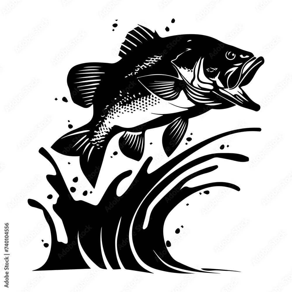 large bass fish in the mount jumping from the water large bass fish in the mount jumping from the water