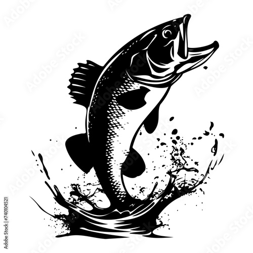 large bass fish in the mount jumping from the water