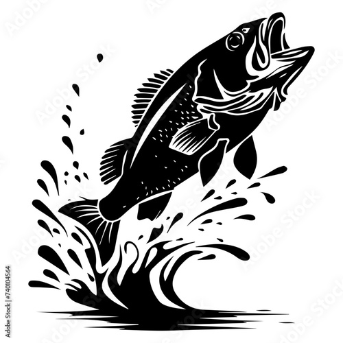 large bass fish in the mount jumping from the water