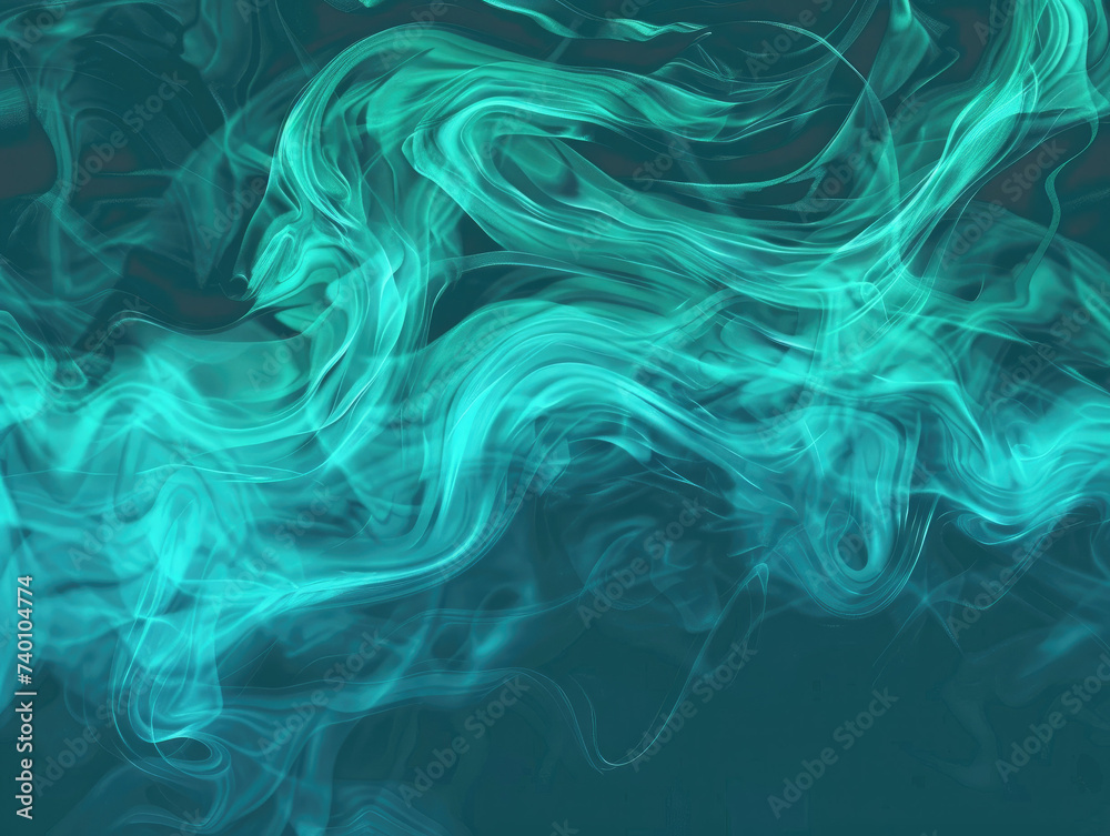 Fototapeta premium Blue Wave of Abstract Smoke on Black Background