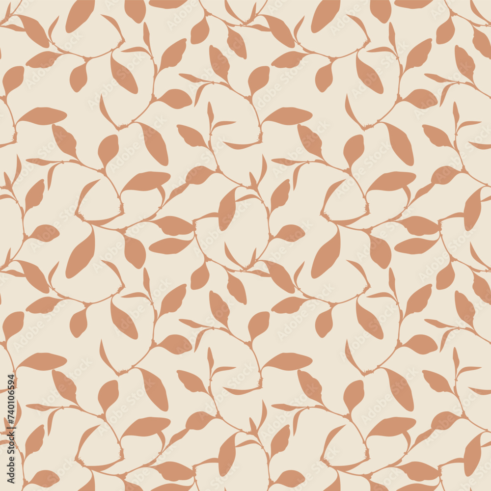Botanical Seamless Pattern Leaves, Branches Motifs Botanical Seamless Pattern Leaves, Branches Motifs