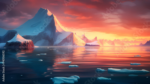 Blue iceberg in Antarctica, global warming concept