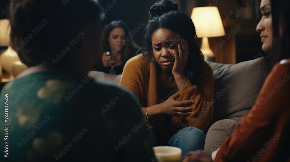 Group of women sitting on top of a couch. Suitable for lifestyle and friendship concepts Group of women sitting on top of a couch. Suitable for lifestyle and friendship concepts