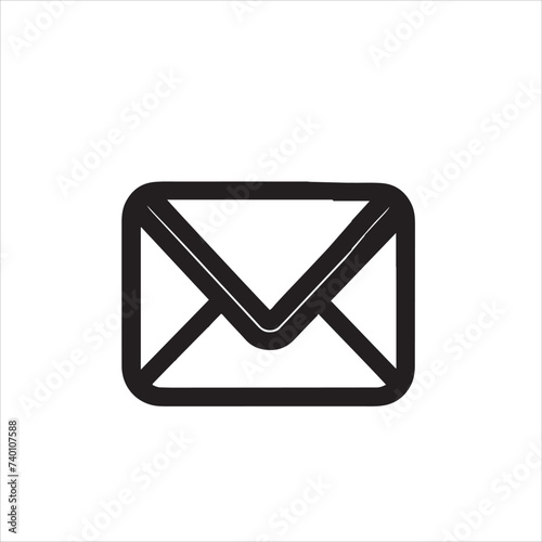 Email icon silhouettes isolated on white back ground 