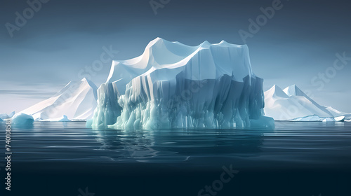 Blue iceberg in Antarctica  global warming concept