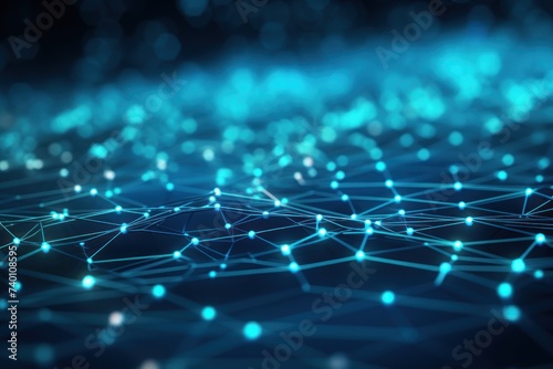 Cyber big data flow. Blockchain Turquoise data fields. Network line connect stream