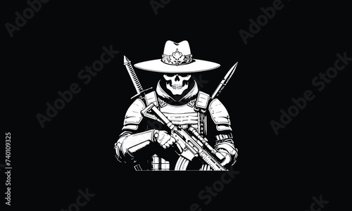 cowboy skull with gun photo