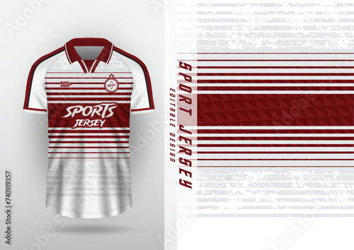 Jersey design for outdoor sports, jersey, football, futsal, running, racing, exercise, classic horizontal stripe pattern, red and white.