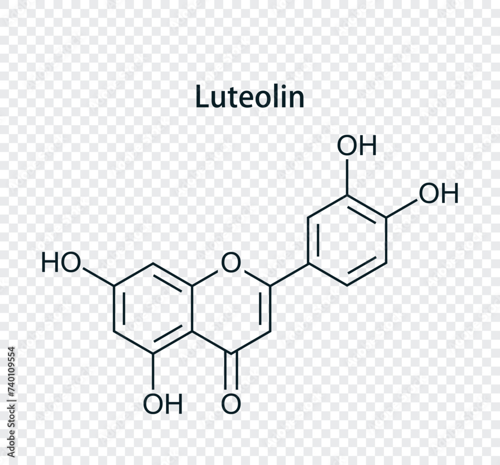 Chemical Structure Of Luteolin Vector Illustration Isolated On Chemical Structure Of Luteolin Vector Illustration Isolated On