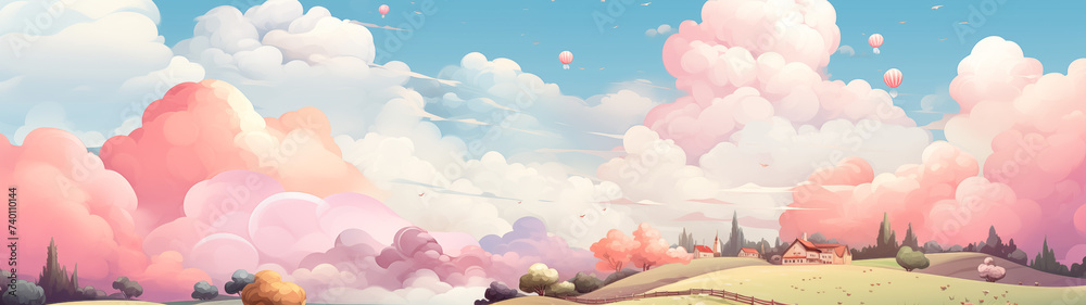 Dreamlike Candy-Colored Cloudscape over Gentle Hills