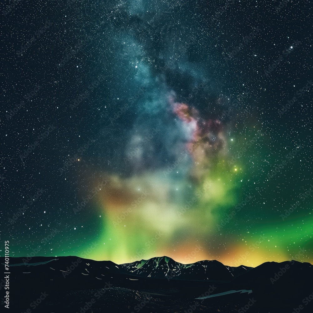 Night sky with Northern lights, aurora, winds Night sky with Northern lights, aurora, winds