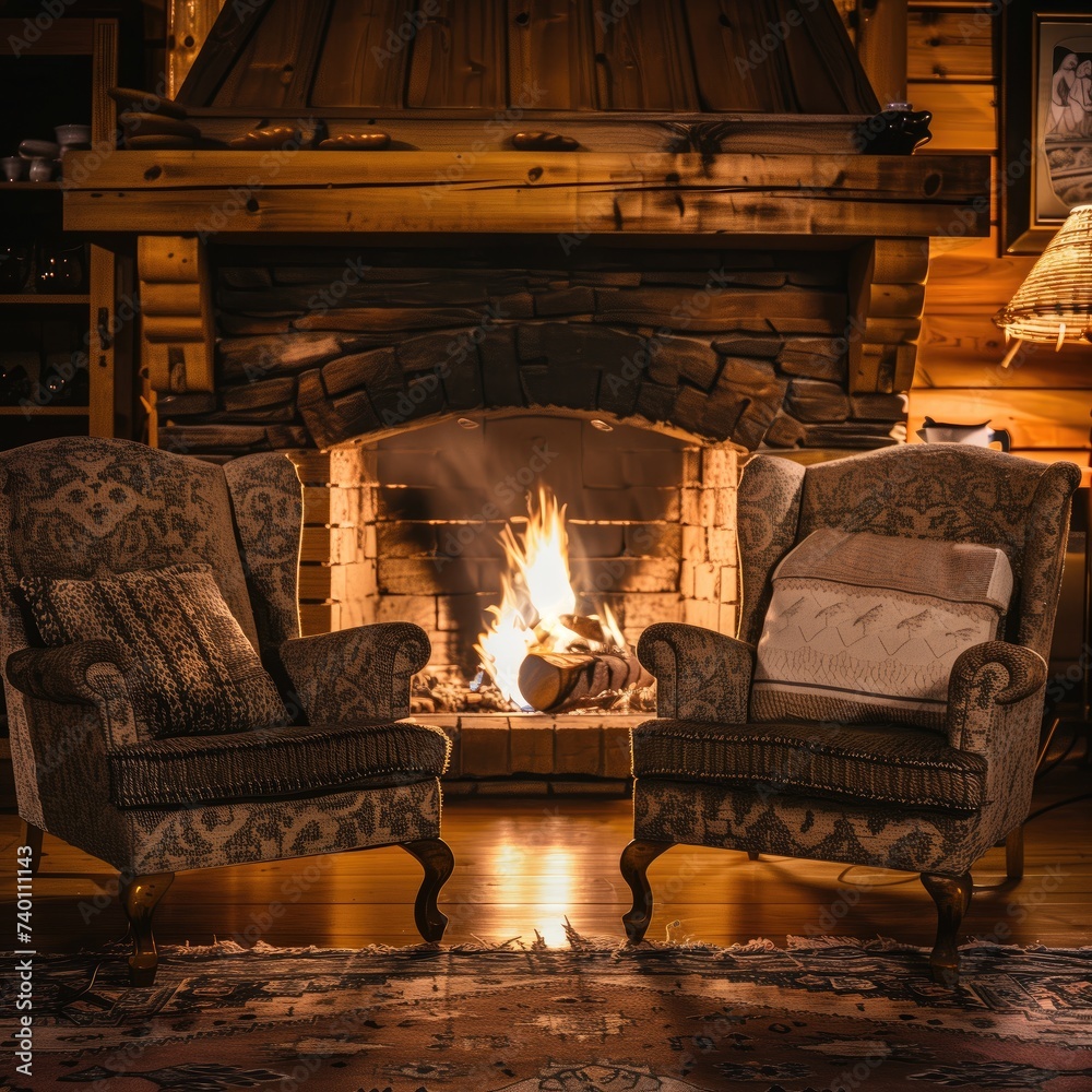 House living room fire place, cozy