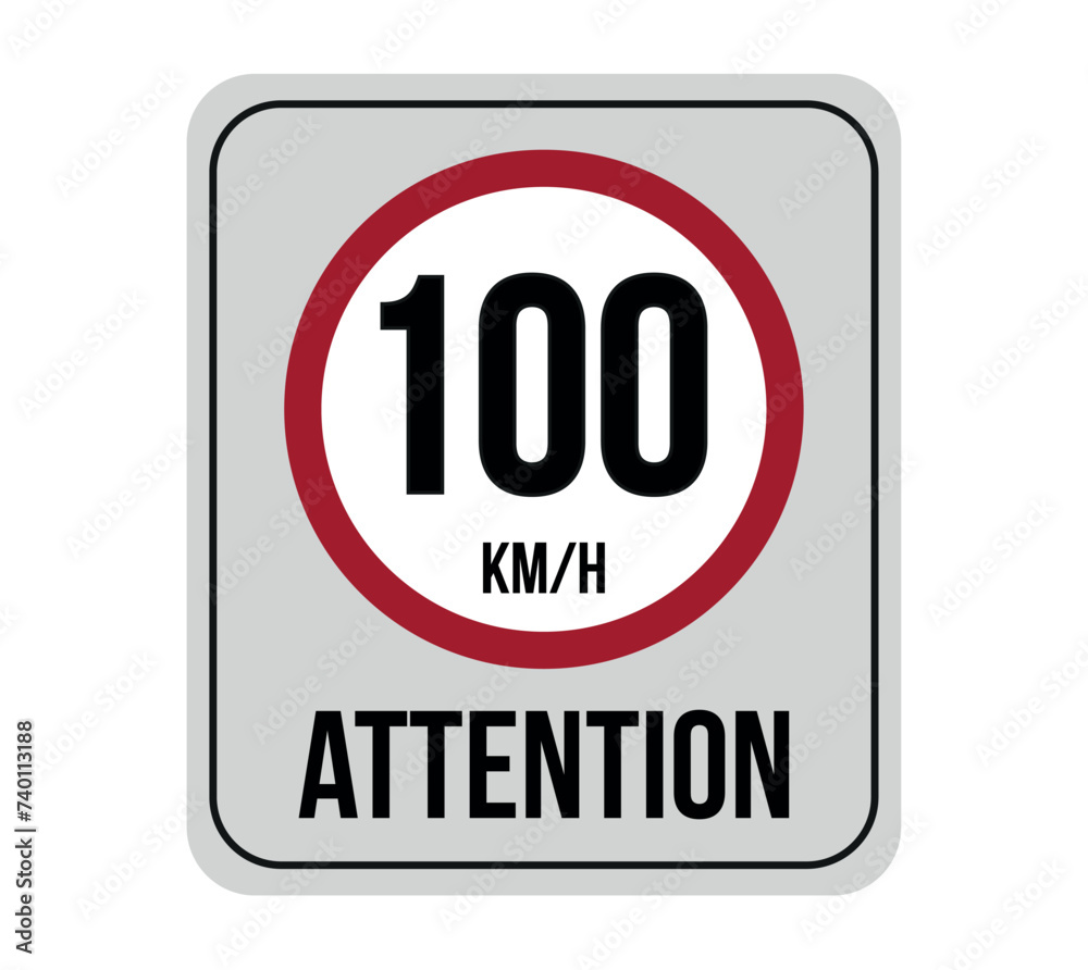 100 km speed limit. Vector attention to traffic speed isolated on white background 100 km speed limit. Vector attention to traffic speed isolated on white background