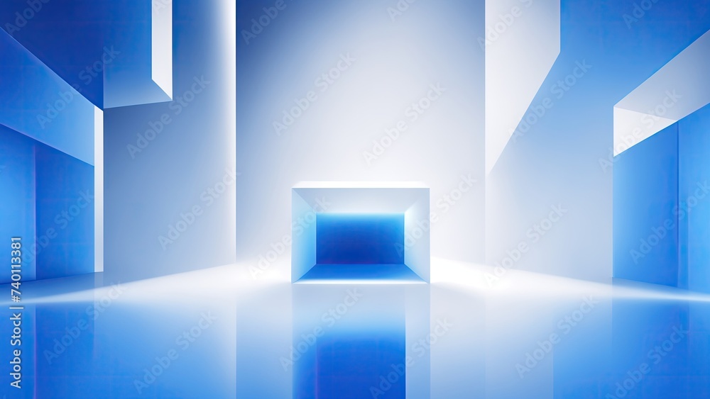 Fototapeta premium Abstract White square wallpaper with a blue light