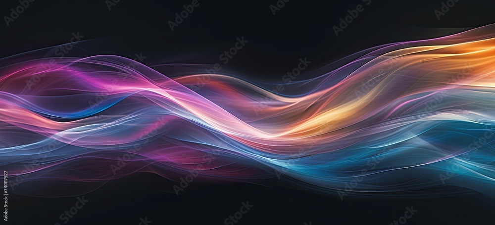 Delicate floating haze: voluminous clouds of colored smoke on black background, swirling ethereally. Generated by ai. Delicate floating haze: voluminous clouds of colored smoke on black background, swirling ethereally. Generated by ai.