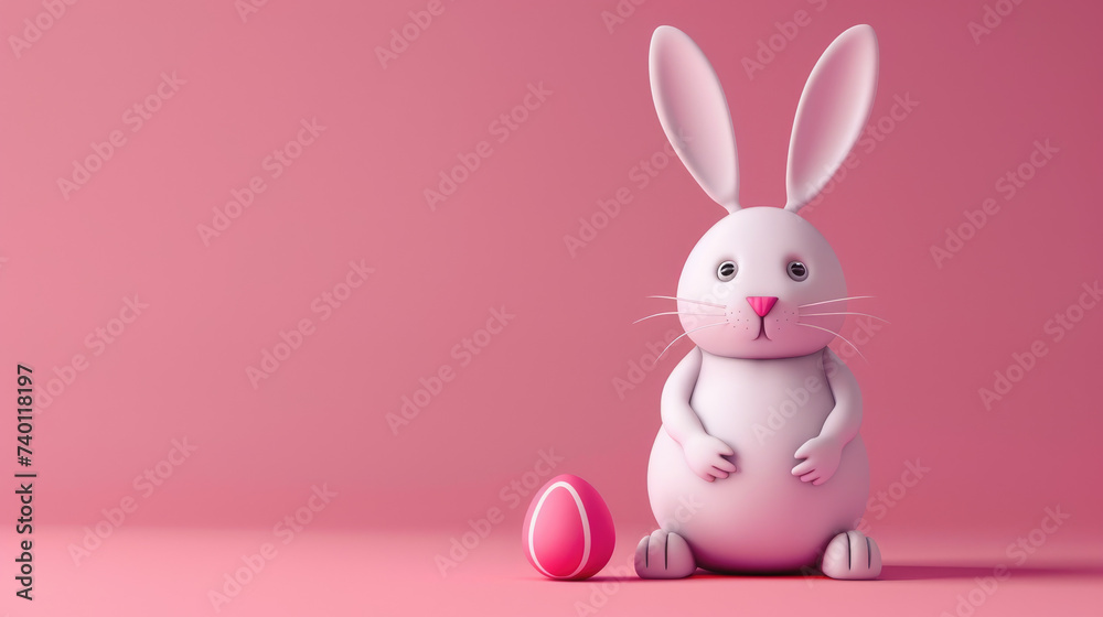 Easter set of greeting cards, holiday covers, posters, flyers design in 3d realistic style with egg and bunny. Modern minimal design for social media, sale, advertising, internet
