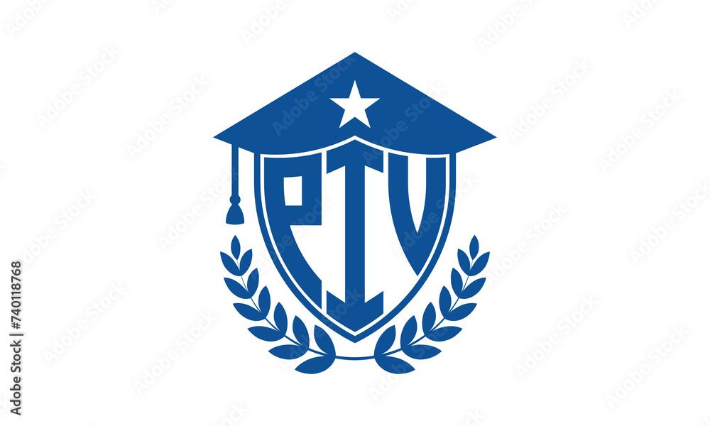 PIV three letter iconic academic logo design vector template. monogram, abstract, school, college, university, graduation cap symbol logo, shield, model, institute, educational, coaching canter, tech PIV three letter iconic academic logo design vector template. monogram, abstract, school, college, university, graduation cap symbol logo, shield, model, institute, educational, coaching canter, tech