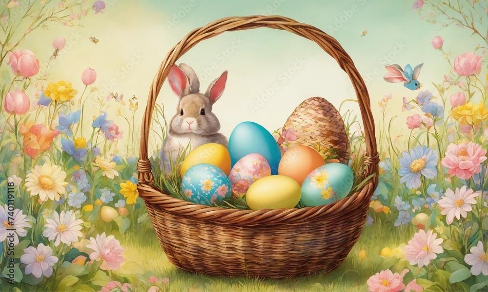 Happy Easter background template with beautiful eggs, happy easter day