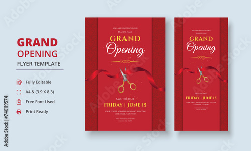 Grand Opening Flyer Template, Realistic grand Opening Invitation, Inauguration Flyer Template, ceremony invitation flyer, Grand opening dl flyer