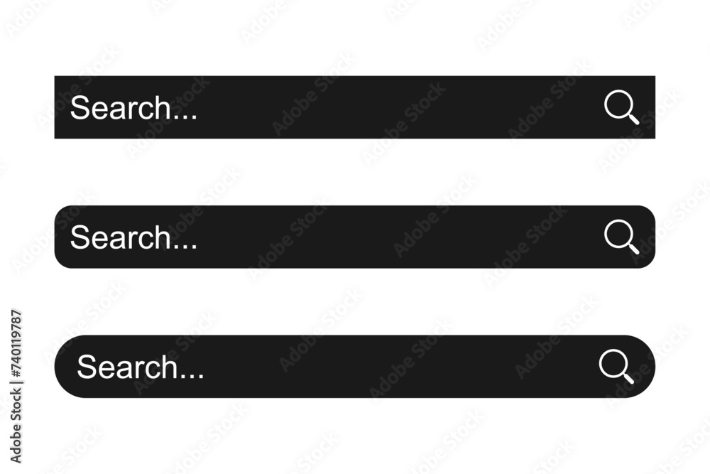 Search bar set dark black vector design Search bar set dark black vector design
