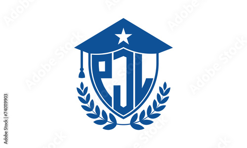 PJL three letter iconic academic logo design vector template. monogram, abstract, school, college, university, graduation cap symbol logo, shield, model, institute, educational, coaching canter, tech photo