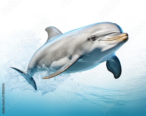 Dolphin , blank templated, rule of thirds, space for text, isolated white background