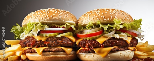 Double Cheeseburgerblank templated  rule of thirds  space for text  isolated white background