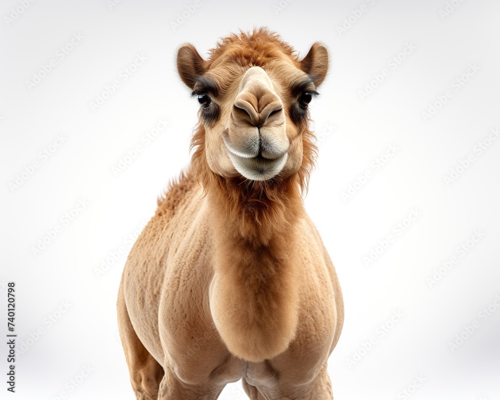 Dromedary Camel , blank templated, rule of thirds, space for text, isolated white background