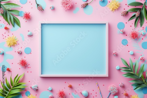 Whimsical Wall Art Mockup with Playful Motifs and Patterns Showcase Your Creativity with a Blank Frame